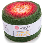 YarnArt FLOWERS ALPACA 420 аспарагус-малина оптом